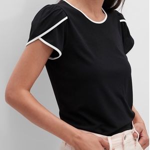 NWT! Banana Republic Crepe Tulip-sleeve black top